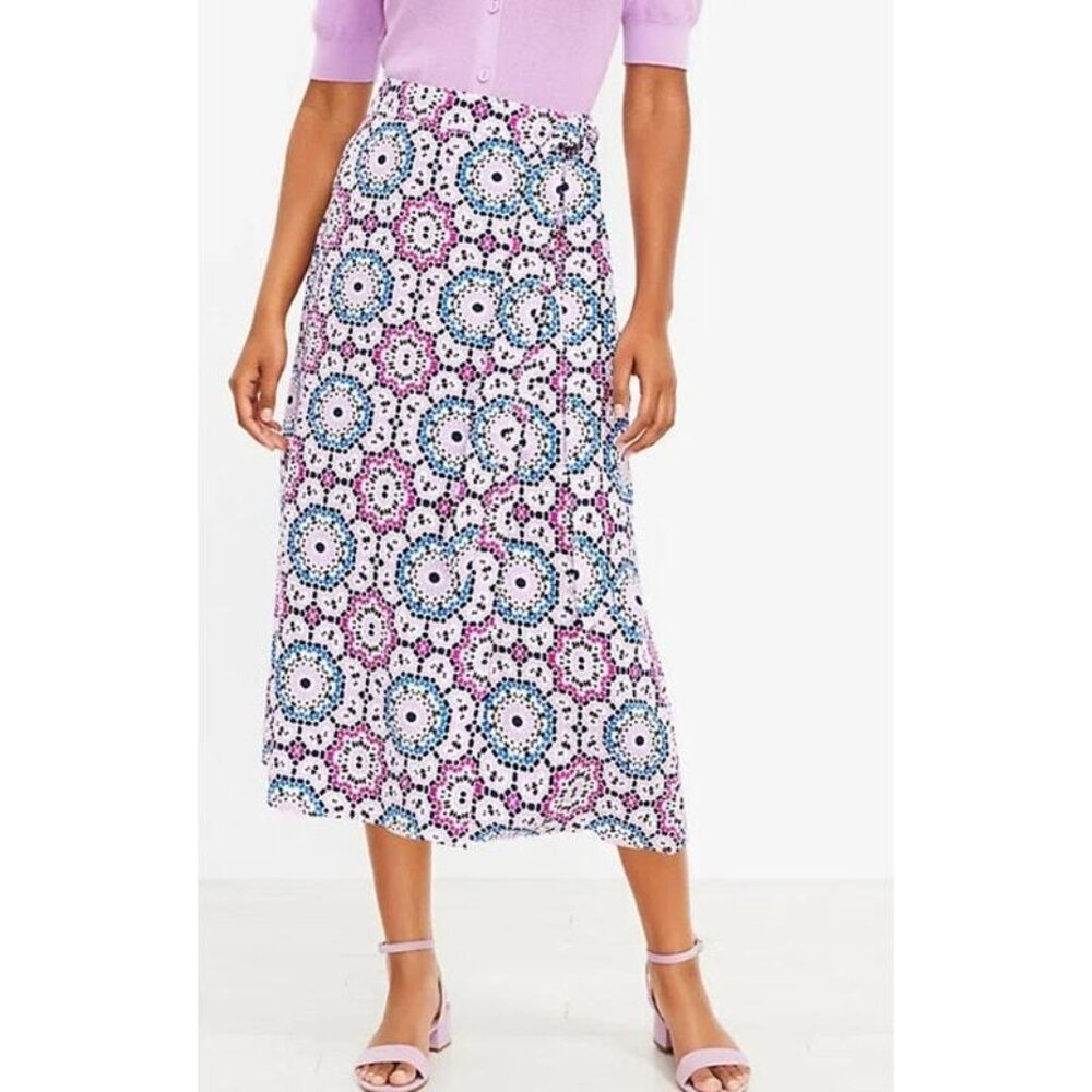 Ann Taylor LOFT Linen Blend Wrap Skirt Size 6